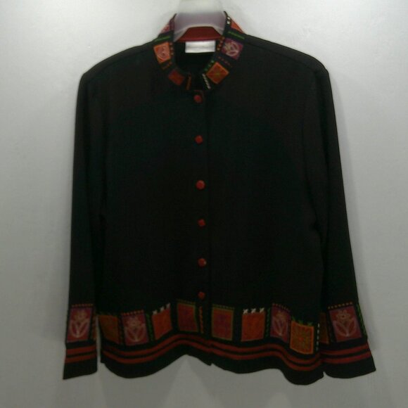 Draper's & Damons Petite 2 Piece Embroidered Floral Jacket & Tank Size Large - Picture 1 of 12